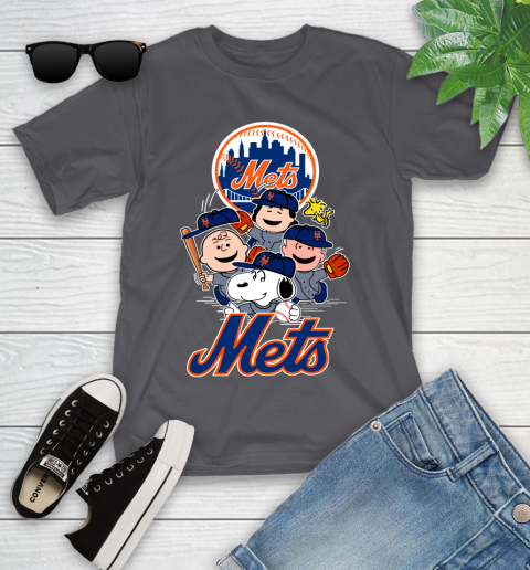 MLB New York Mets Snoopy Charlie Brown Woodstock The Peanuts Movie Baseball T Shirt Youth T-Shirt 6