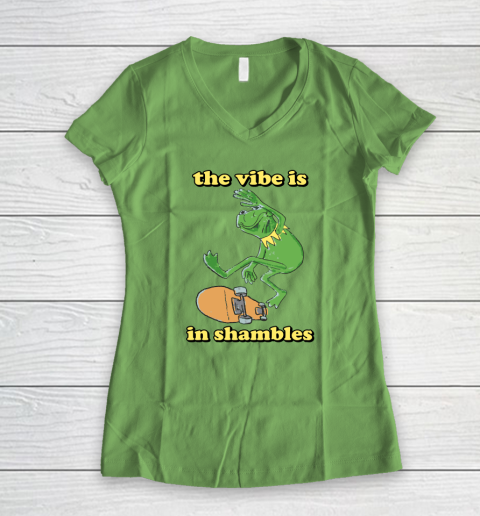 The Vibe Is In Shambles Kermit The Frog Women's V-Neck T-Shirt 4