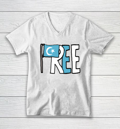 Free the Uyghurs Support Uighur V-Neck T-Shirt