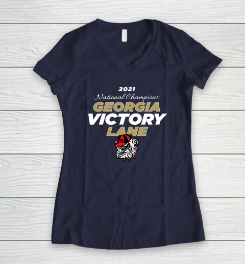 Uga National Championship Georgia Bulldogs Victory Lane 2022 Women's V-Neck T-Shirt 7