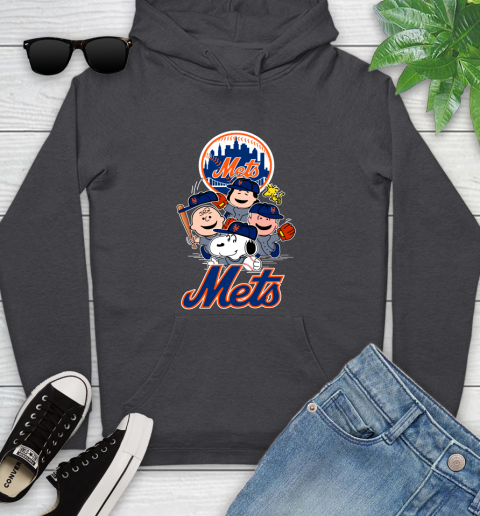MLB New York Mets Snoopy Charlie Brown Woodstock The Peanuts Movie Baseball T Shirt Youth Hoodie 8