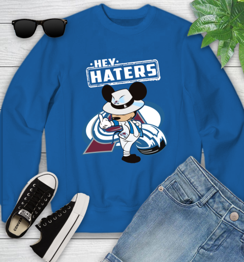 NHL Hey Haters Mickey Hockey Sports Colorado Avalanche Youth Sweatshirt 7