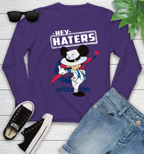 NBA Hey Haters Mickey Basketball Sports Washington Wizards Youth Long Sleeve 4