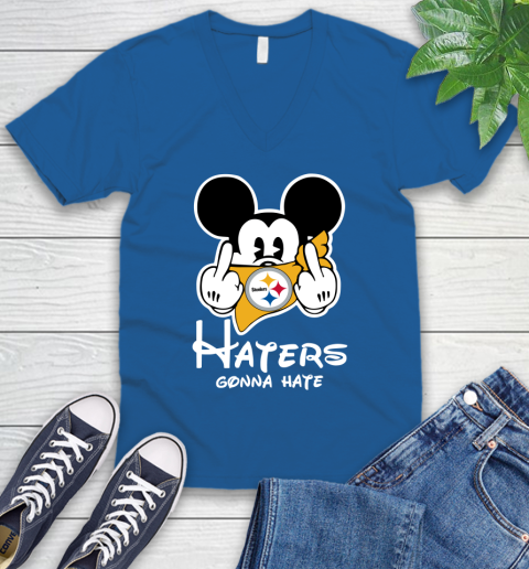 NFL Pittsburgh Steelers Haters Gonna Hate Mickey Mouse Disney Football T Shirt_000 V-Neck T-Shirt 5