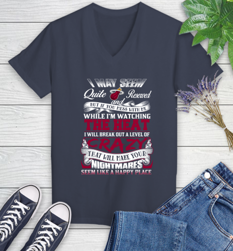 Miami Heat NBA Basketball Don't Mess With Me While I'm Watching My Team Women's V-Neck T-Shirt 12