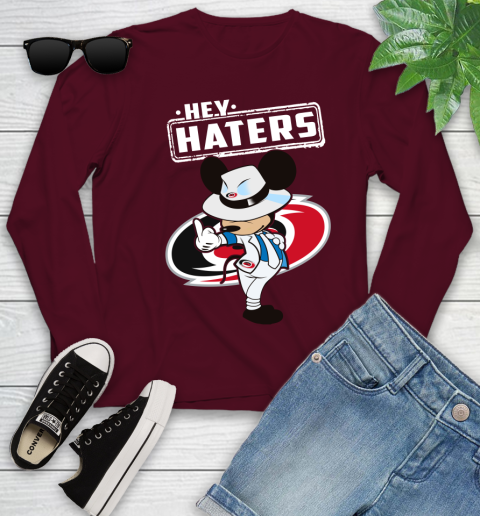 NHL Hey Haters Mickey Hockey Sports Carolina Hurricanes Youth Long Sleeve 6