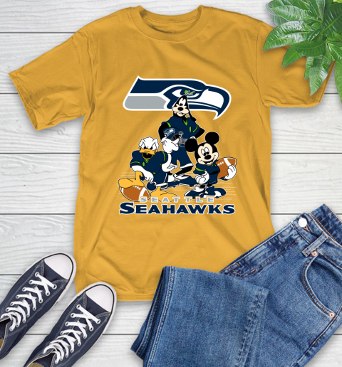 NFL Seattle Seahawks Mickey Mouse Donald Duck Goofy Football Shirt T-Shirt 2