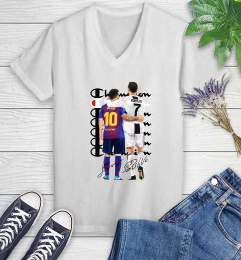 Champion Ronaldo and Messi Signatures Women's V-Neck T-Shirt