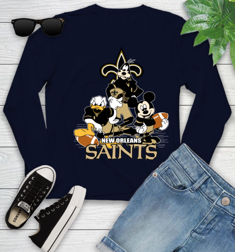 NFL New Orleans Saints Mickey Mouse Donald Duck Goofy Football Shirt Youth Long Sleeve 2