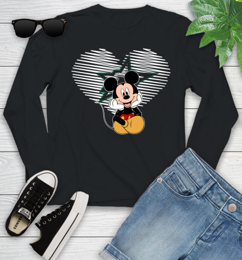 NHL Dallas Stars The Heart Mickey Mouse Disney Hockey Youth Long Sleeve