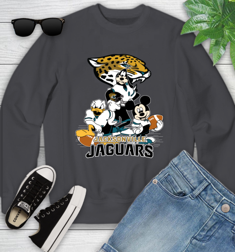 NFL Jacksonville Jaguars Mickey Mouse Donald Duck Goofy Football Shirt Youth Sweatshirt 5