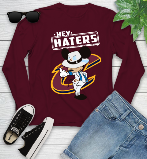 NBA Hey Haters Mickey Basketball Sports Cleveland Cavaliers Youth Long Sleeve 6