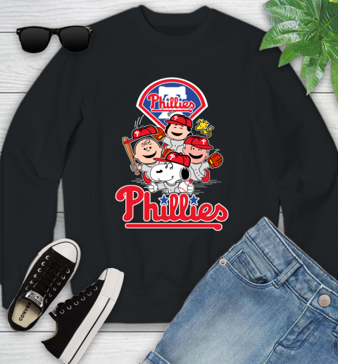 MLB Philadelphia Phillies Snoopy Charlie Brown Woodstock The Peanuts Movie Baseball T Shirt_000 Youth Sweatshirt