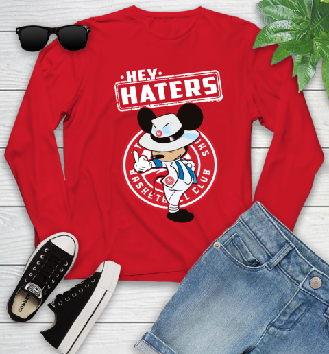 NBA Hey Haters Mickey Basketball Sports Atlanta Hawks Youth Long Sleeve 11
