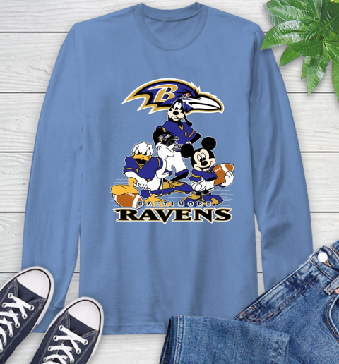 NFL Baltimore Ravens Mickey Mouse Donald Duck Goofy Football Shirt Long Sleeve T-Shirt 12