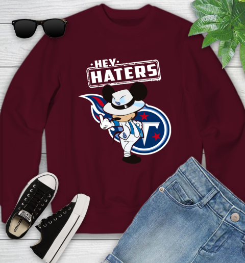 NFL Hey Haters Mickey Football Sports Tennessee Titans Youth Sweatshirt 4