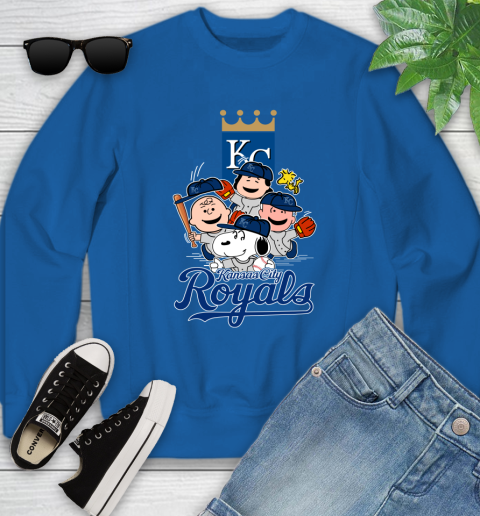 MLB Kansas City Royals Snoopy Charlie Brown Woodstock The Peanuts Movie Baseball T Shirt_000 Youth Sweatshirt 7