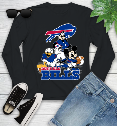 NFL Buffalo Bills Mickey Mouse Donald Duck Goofy Football Shirt Youth Long Sleeve
