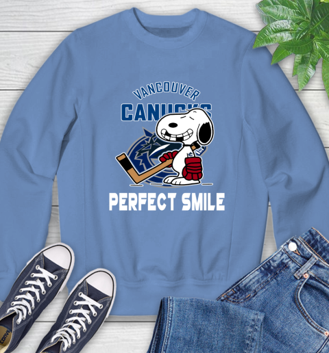 NHL Vancouver Canucks Snoopy Perfect Smile The Peanuts Movie Hockey T Shirt Sweatshirt 11