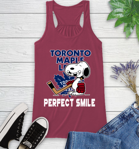 NHL Toronto Maple Leafs Snoopy Perfect Smile The Peanuts Movie Hockey T Shirt Racerback Tank 7