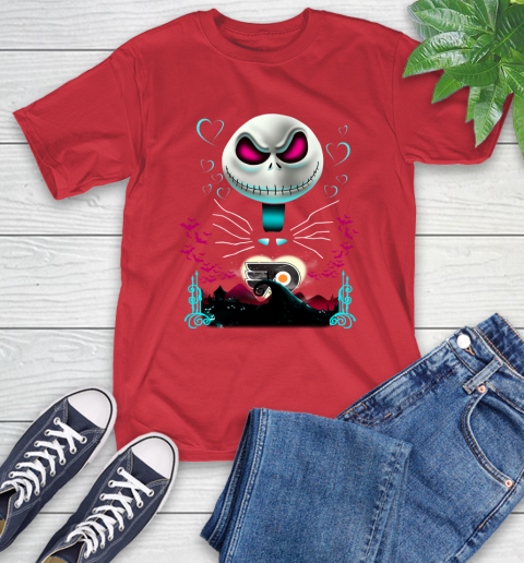 NHL Philadelphia Flyers Jack Skellington Sally The Nightmare Before Christmas Hockey T-Shirt 11