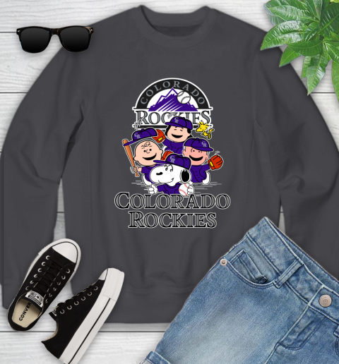 MLB Colorado Rockies Snoopy Charlie Brown Woodstock The Peanuts Movie Baseball T Shirt_000 Youth Sweatshirt 5