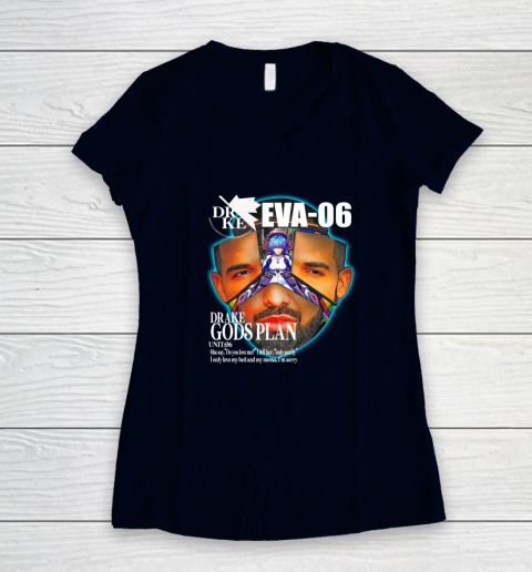Drake Evangelion Shirt Drake Eva 06 Drake Gods Plan Women's V-Neck T-Shirt 2
