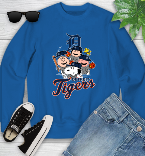 MLB Detroit Tigers Snoopy Charlie Brown Woodstock The Peanuts Movie Baseball T Shirt Youth Sweatshirt 7