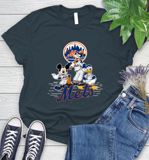MLB New York Mets Mickey Mouse Donald Duck Goofy Baseball T Shirt Women's T-Shirt 11
