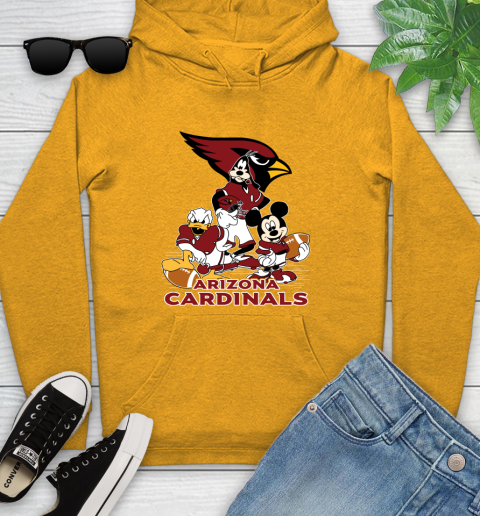 NFL Arizona Cardinals Mickey Mouse Donald Duck Goofy Football Shirt Youth Hoodie 2