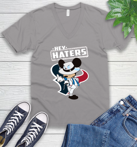 NFL Hey Haters Mickey Football Sports Houston Texans V-Neck T-Shirt 3