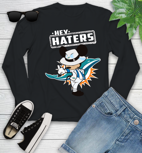 NFL Hey Haters Mickey Football Sports Miami Dolphins Youth Long Sleeve