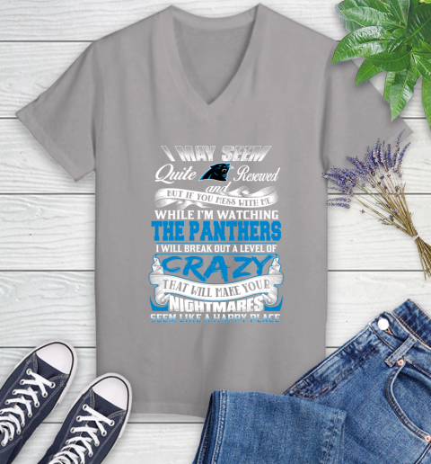 Carolina Panthers NFL Football Don't Mess With Me While I'm Watching My Team Women's V-Neck T-Shirt 4