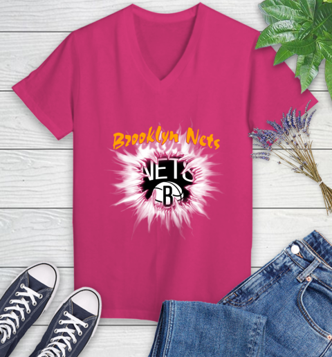 Brooklyn Nets NBA Basketball Rip Sports Women's V-Neck T-Shirt 9