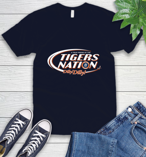 MLB A True Friend Of The Detroit Tigers Dilly Dilly Baseball Sports V-Neck T-Shirt 2