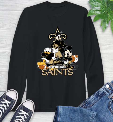 NFL New Orleans Saints Mickey Mouse Donald Duck Goofy Football Shirt Long Sleeve T-Shirt