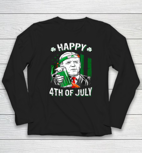 Anti Joe Biden St Patricks Day Shirt Funny Happy 4th Of July America Flag Long Sleeve T-Shirt
