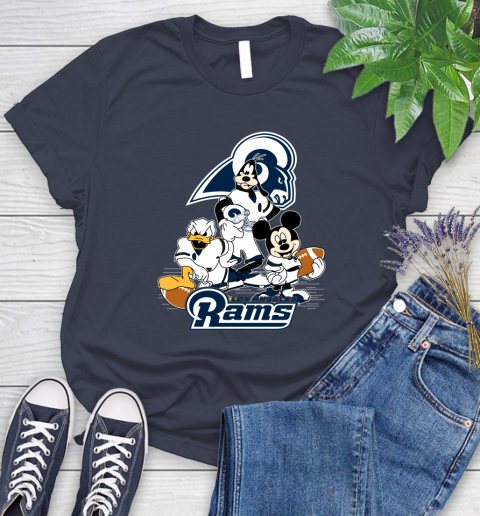 NFL Los Angeles Rams Mickey Mouse Donald Duck Goofy Football Shirt Women's T-Shirt 14