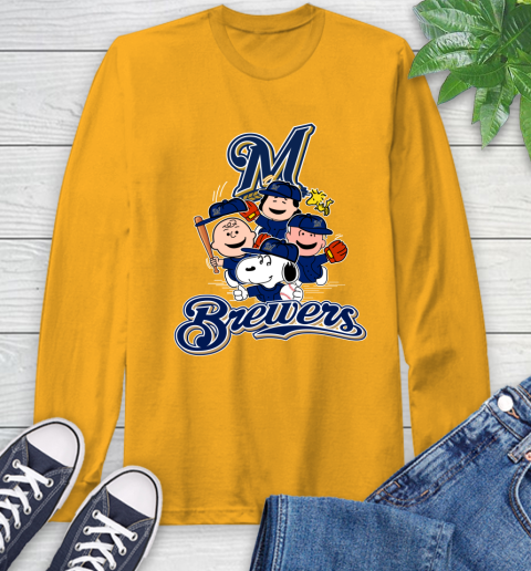 MLB Milwaukee Brewers Snoopy Charlie Brown Woodstock The Peanuts Movie Baseball T Shirt_000 Long Sleeve T-Shirt 2