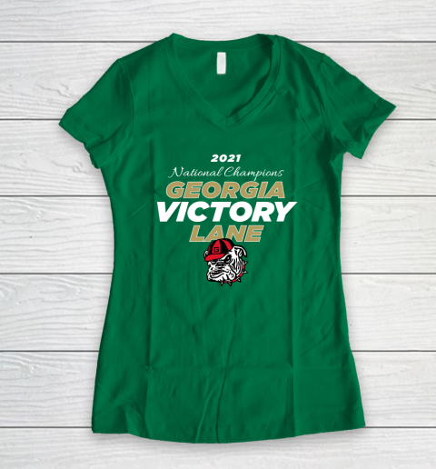 Uga National Championship Georgia Bulldogs Victory Lane 2022 Women's V-Neck T-Shirt 3