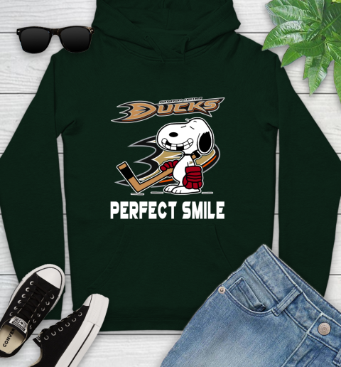 NHL Anaheim Ducks Snoopy Perfect Smile The Peanuts Movie Hockey T Shirt Youth Hoodie 14