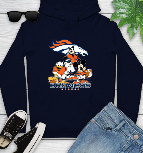 NFL Denver Broncos Mickey Mouse Donald Duck Goofy Football Shirt Youth Hoodie 3