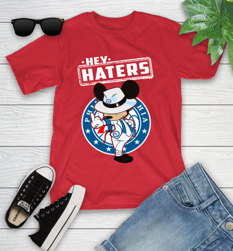 NBA Hey Haters Mickey Basketball Sports Philadelphia 76ers Youth T-Shirt 13
