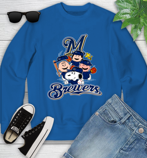 MLB Milwaukee Brewers Snoopy Charlie Brown Woodstock The Peanuts Movie Baseball T Shirt_000 Youth Sweatshirt 7