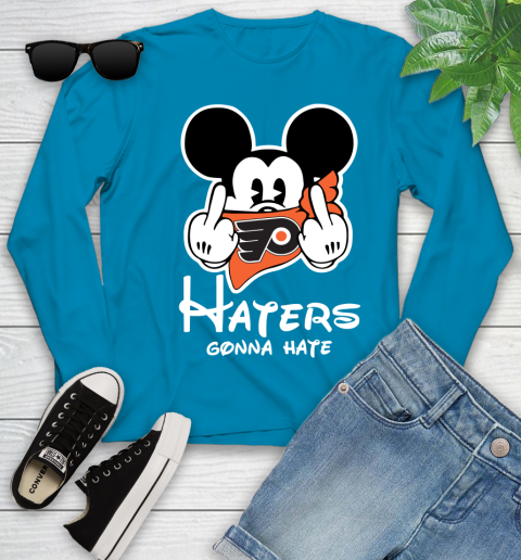 NHL Philadelphia Flyers Haters Gonna Hate Mickey Mouse Disney Hockey T Shirt Youth Long Sleeve 8