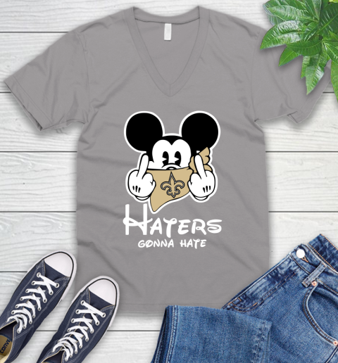 NFL New Orleans Saints Haters Gonna Hate Mickey Mouse Disney Football T Shirt V-Neck T-Shirt 3