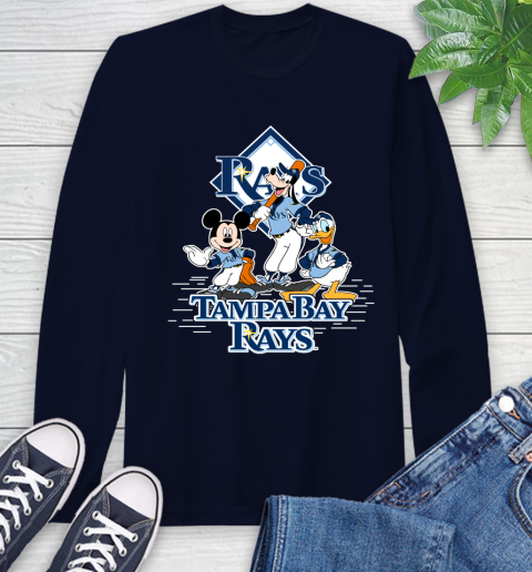 MLB Tampa Bay Rays Mickey Mouse Donald Duck Goofy Baseball T Shirt Long Sleeve T-Shirt 3