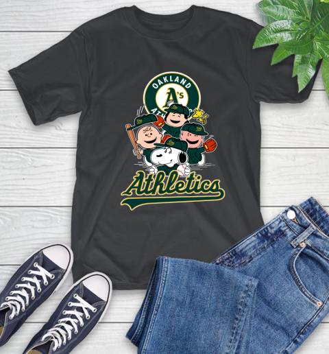MLB Oakland Athletics Snoopy Charlie Brown Woodstock The Peanuts Movie Baseball T Shirt_000 T-Shirt