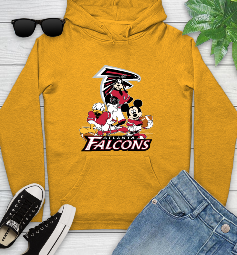 NFL Atlanta Falcons Mickey Mouse Donald Duck Goofy Football Shirt Youth Hoodie - Image 3