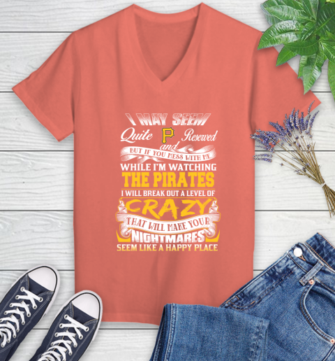 Pittsburgh Pirates MLB Baseball Don't Mess With Me While I'm Watching My Team Women's V-Neck T-Shirt 6